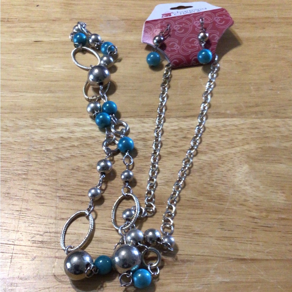 Charming Charlie Silver and Turquoise Jewelry Set